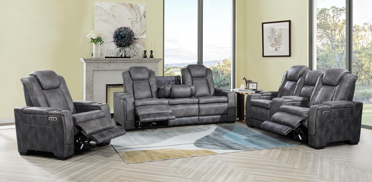 Janet Grey Power Reclining Set Image